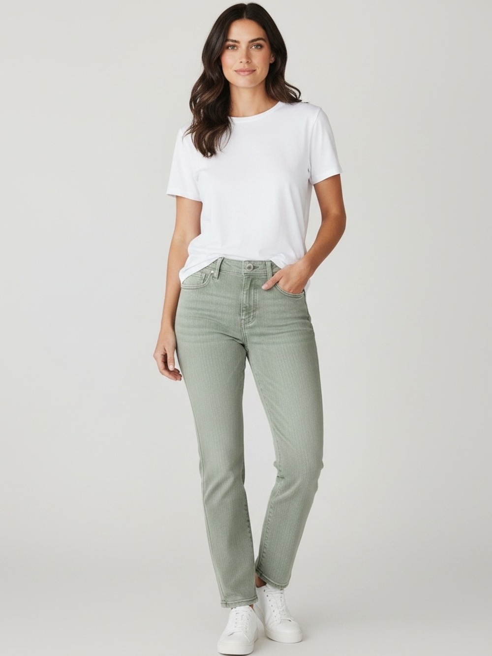 Signature Sage Green Straight Leg Jeans (Long)